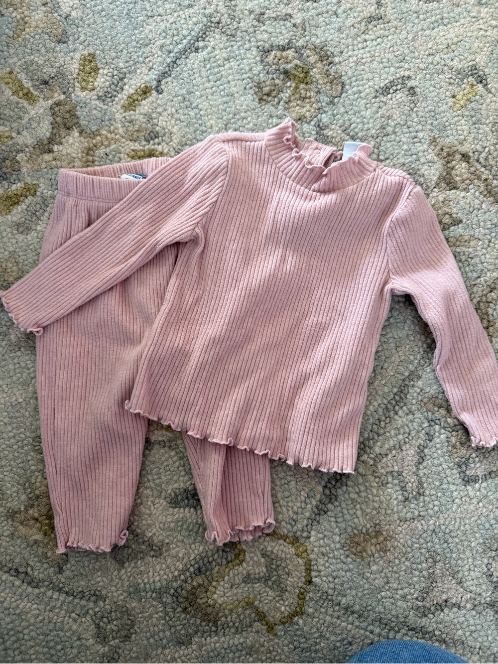 Old Navy Blush Ribbed Baby Top and Leggings Set